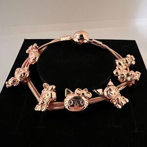 14k Rose Gold Plated S925 Sterling Silver Sanrio Charm Bracelet